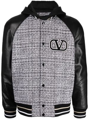 Valentino logo-patch hooded bomber jacket - Black