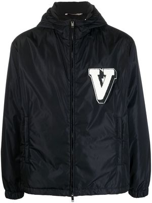 Valentino logo-patch hooded jacket - Blue