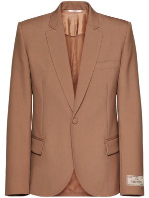 Valentino logo-patch single-breasted blazer - Brown