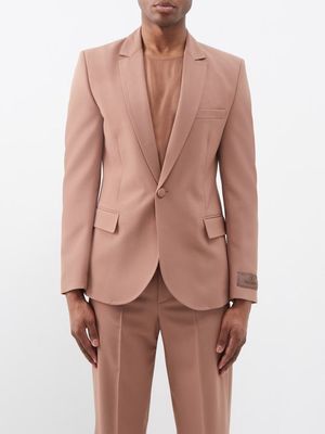 Valentino - Logo-patch Wool Suit Jacket - Mens - Camel
