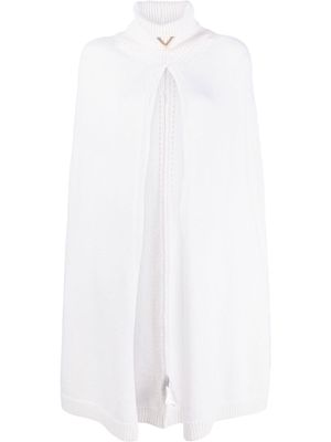 Valentino logo-plaque cape-style knitted top - White