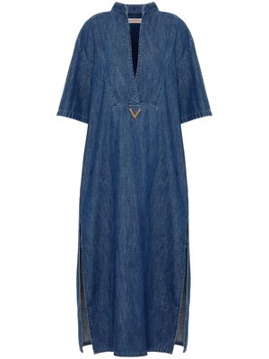 Valentino logo plaque denim kaftan - Blue