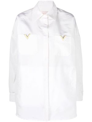 Valentino logo-plaque pocket shirt - White