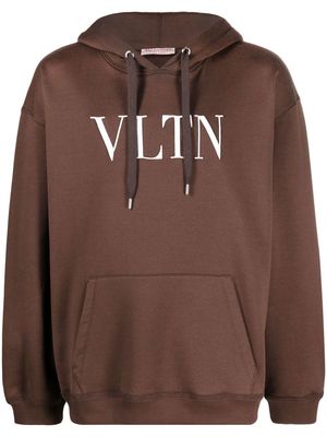 Valentino logo-print cotton hoodie - Brown
