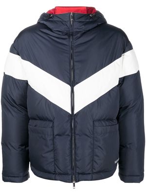 Valentino logo-print padded hooded jacket - Blue