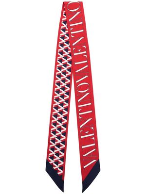 Valentino logo-print silk scarf - Red