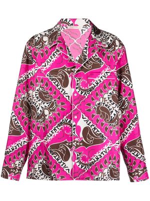 Valentino logo-print silk shirt - Pink