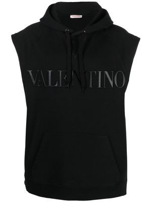 Valentino logo-print sleeveless hoodie - Black