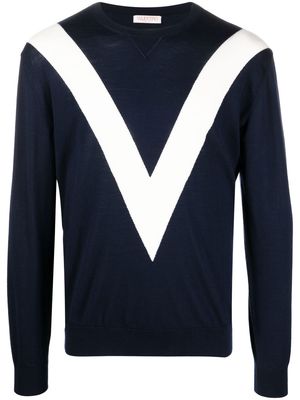 Valentino logo-print wool jumper - Blue