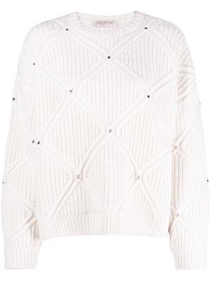 Valentino long-sleeve knitted jumper - White