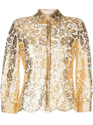 Valentino metallic floral lace shirt - Gold