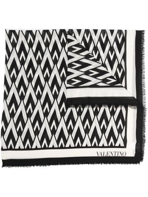 Valentino monogram-jacquard cashmere scarf - Black