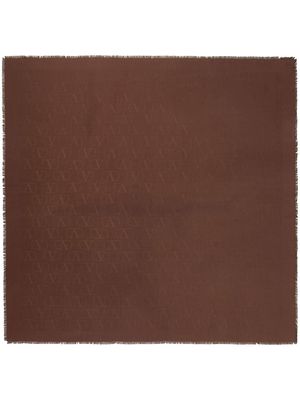 Valentino monogram-print silk scarf - Brown