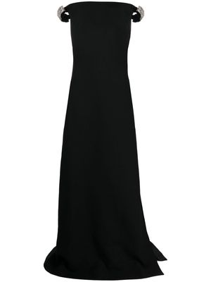 Valentino off-shoulder slit-detail dress - Black