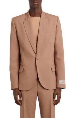 Valentino One-Button Wool Suit Jacket in Light Camel