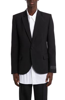 Valentino One-Button Wool Suit Jacket in Nero