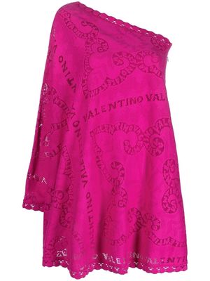 Valentino one-shoulder pointelle-detail minidress - Pink