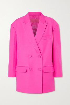 Valentino - Oversized Double-breasted Wool And Silk-blend Crepe Blazer - Pink