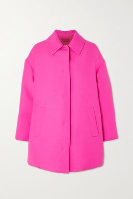 Valentino - Oversized Padded Wool And Silk-blend Crepe Jacket - Pink