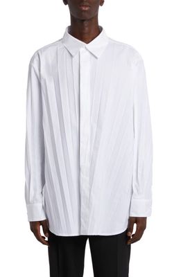 Valentino Plisse Button-Up Shirt in 0Bo Bianco