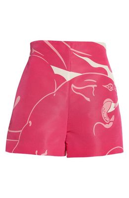 Valentino Print Silk Shorts in Milk/Pink