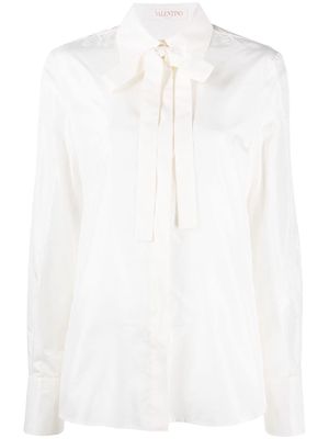 Valentino pussy bow-collar silk shirt - Neutrals
