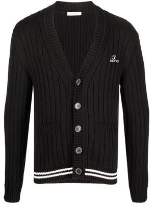 Valentino ribbed-knit V-neck cardigan - Black