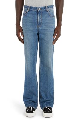 Valentino Rigid Straight Leg Jeans in 558-Medium Blue Denim