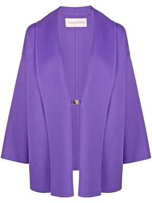 Valentino Rockstud-detail wool-cashmere coat - Purple