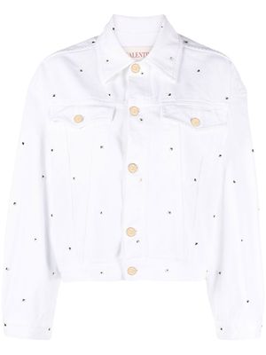 Valentino Rockstud-embellished denim jacket - White