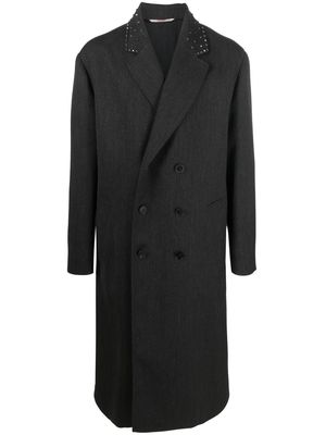 Valentino Rockstud-embellished double-breasted coat - Grey