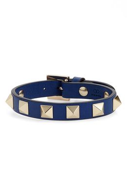 Valentino Rockstud Leather Bracelet in Blue