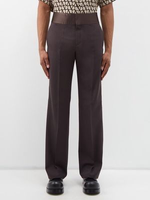 Valentino - Satin-waistband Wool Trousers - Mens - Ebano