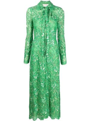 Valentino sequin-embellished lace shirt dress - Green