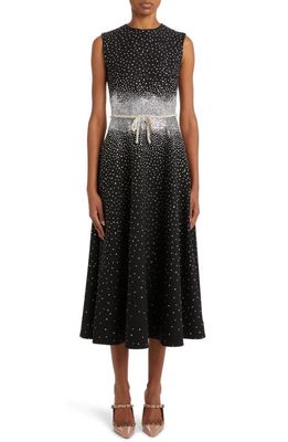 Valentino Sequin Embroidered Sleeveless Crepe Couture Dress in Nero/Silver