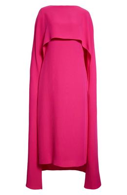 Valentino Silk Cady Couture Cape Dress in Pink
