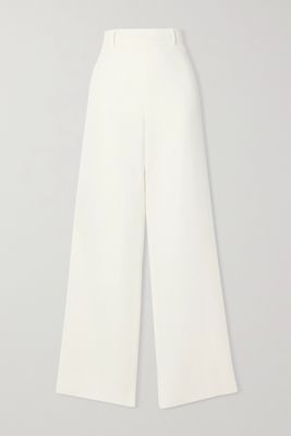 Valentino - Silk-crepe Wide-leg Pants - White