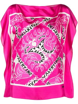 Valentino silk logo-print blouse - Pink