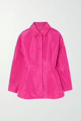 Valentino - Silk-moiré Mini Shirt Dress - Pink