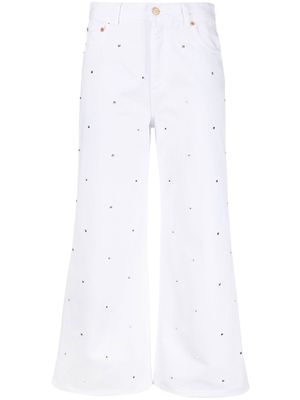 Valentino stud-embellished cropped jeans - White
