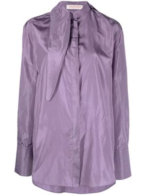 Valentino tied-neck silk shirt - Purple
