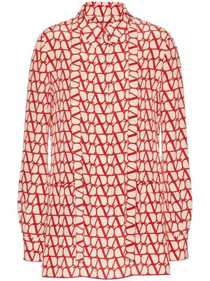 Valentino Toile Iconographe crepe de chine shirt - Red