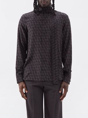 Valentino - Toile Iconographe Scarf-neck Silk Shirt - Mens - Black Multi