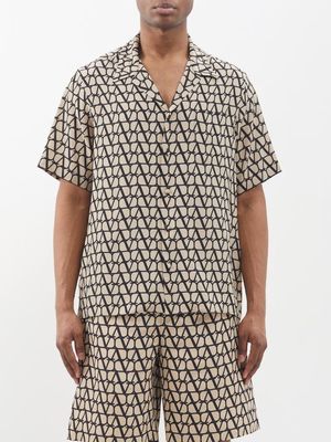 Valentino - Toile Iconographe Silk Crepe-de-chine Shirt - Mens - Brown Multi