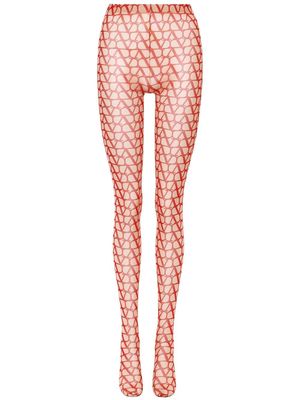 Valentino Toile Iconographe tulle tights - Red