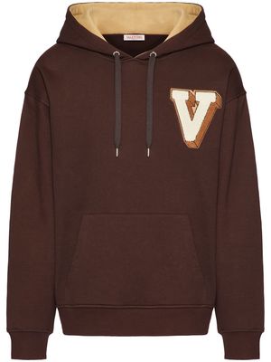 Valentino V-3D patch hoodie - Brown
