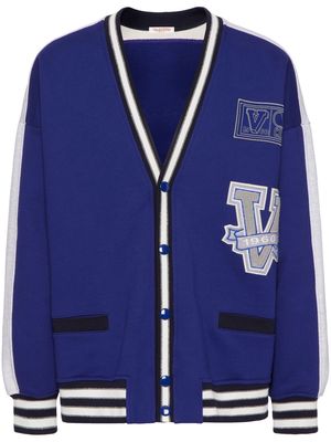 Valentino V Crew patches V-neck cardigan - Blue
