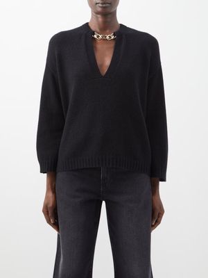 Valentino - V-logo Chain Cashmere Sweater - Womens - Black