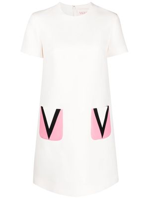 Valentino V-logo print shift dress - White