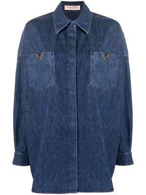 Valentino V-plaque chambray denim shirt - Blue